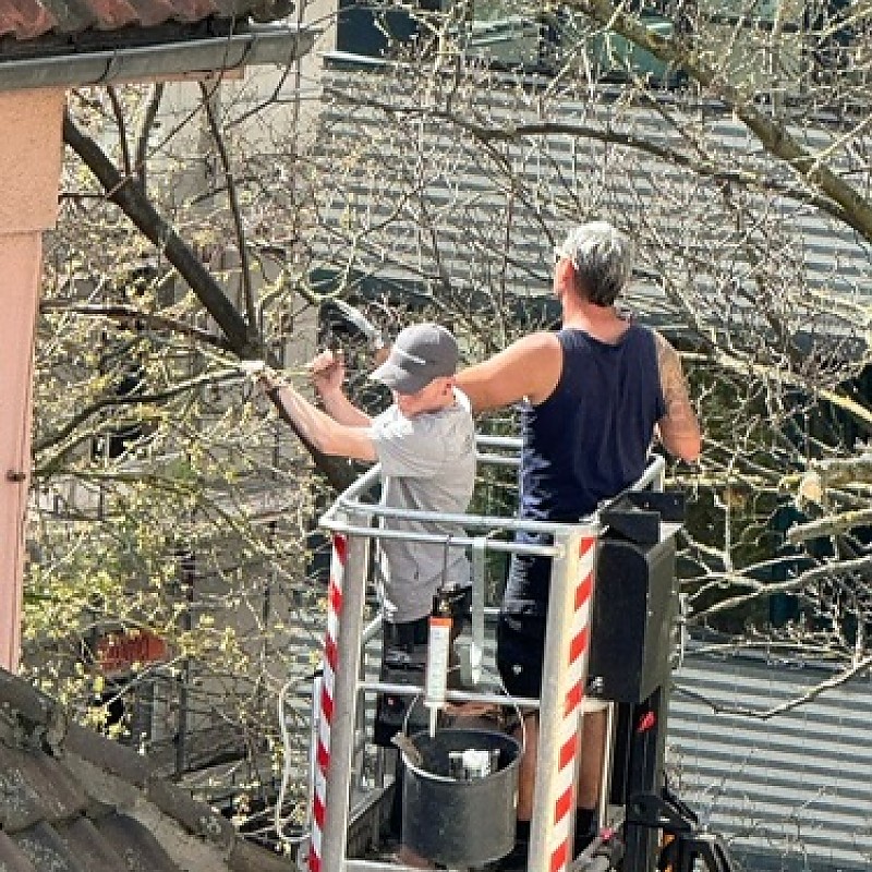 Notsicherung des Daches auf dem Volkshaus (Foto: Stadt Weimar)